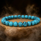 Teal howlite bracelet featuring marbled gemstone beads and healing crystal style for versatile fashion wear
