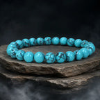 Teal howlite gemstone bracelet with smooth marbled beads and crystal jewelry appeal for refined everyday wear