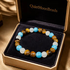 Tiger eye bracelet in luxury gift box with natural crystal beads and gemstone jewelry for premium gifting