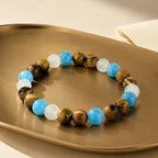 Tiger eye bracelet on premium tray display with polished gemstone jewelry for timeless visual appeal