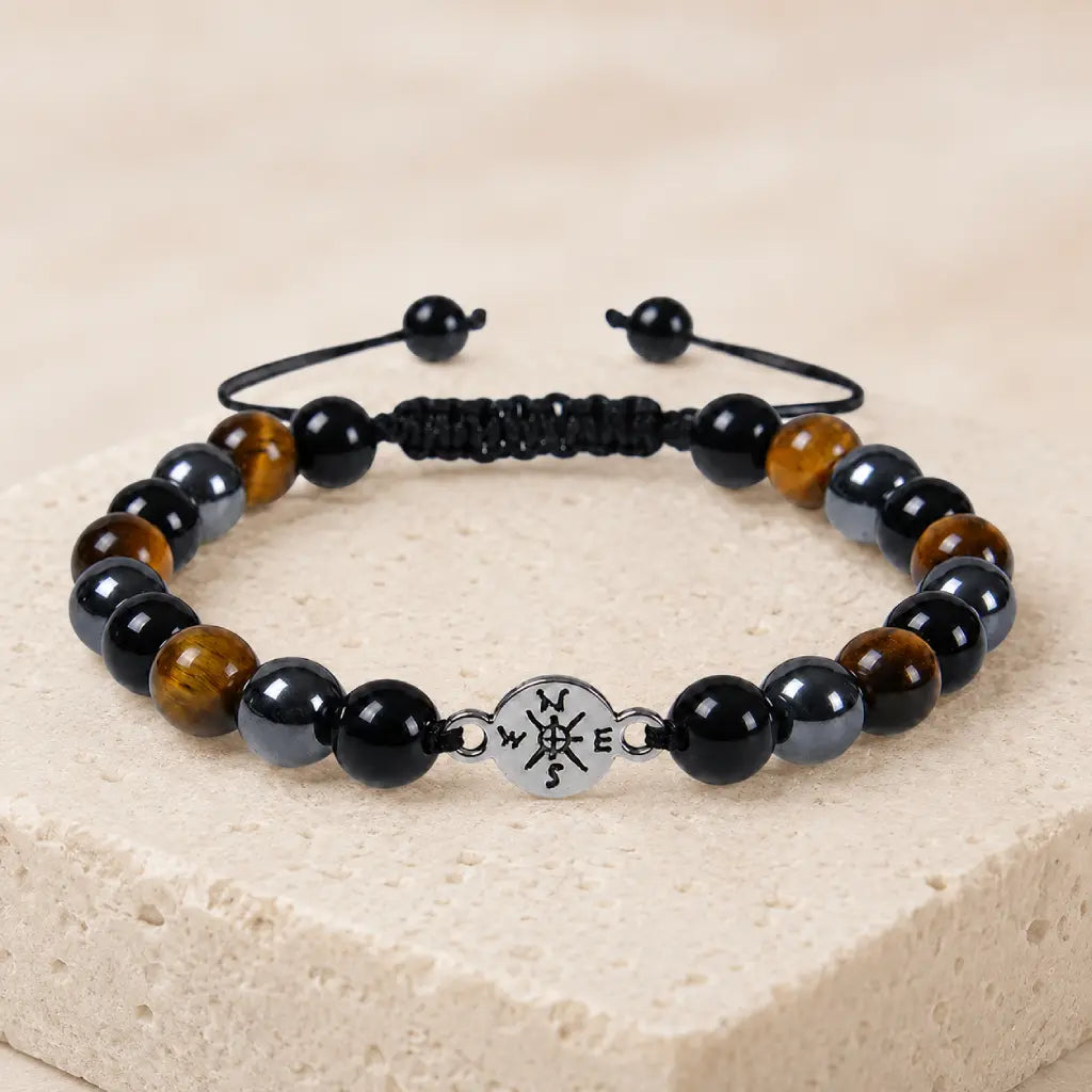 Tigereye bracelet with natural brown stone beads and adjustable cord design for grounding energy style