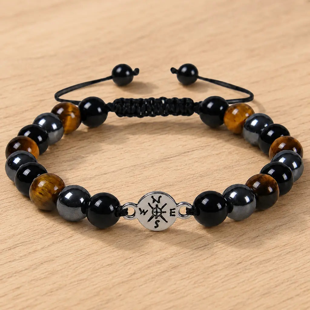 Tigereye bracelet featuring polished tiger eye beads and black accents for modern wellness fashion