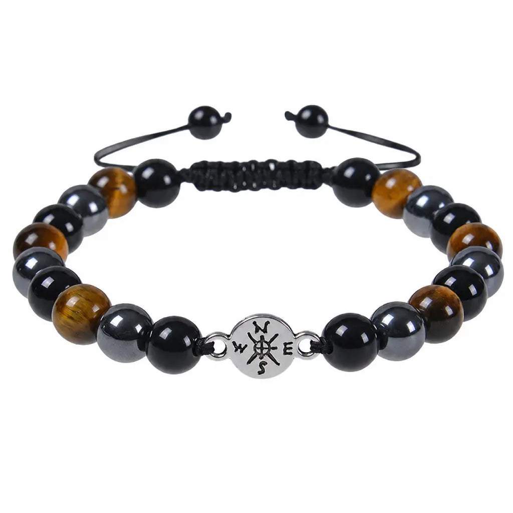 Tigereye bracelet featuring natural tiger eye and black stone beads with adjustable fit for daily wear