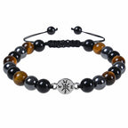 Tigereye bracelet featuring natural tiger eye and black stone beads with adjustable fit for daily wear