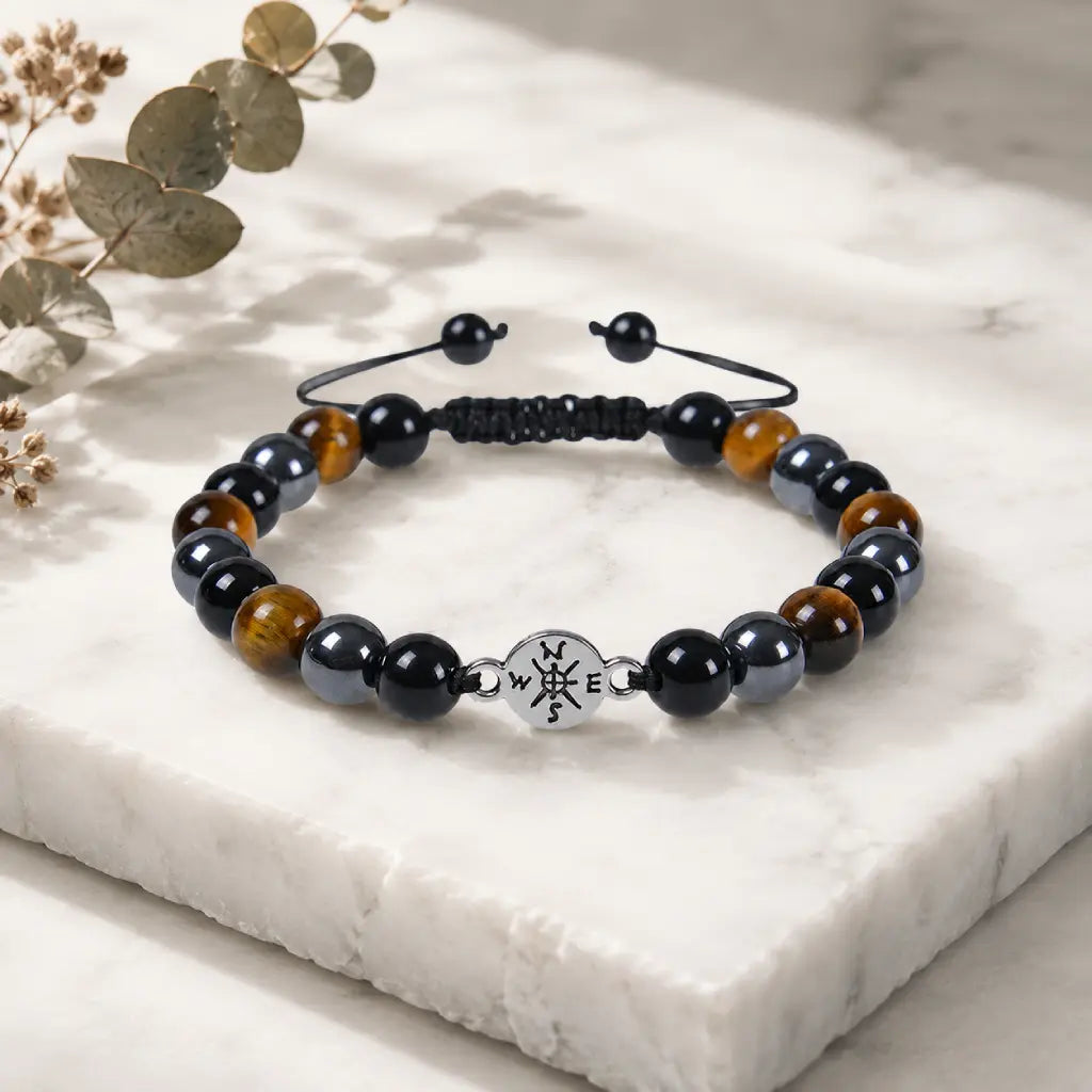 Tigereye bracelet with natural gemstone beads and sleek black accents for refined style appeal