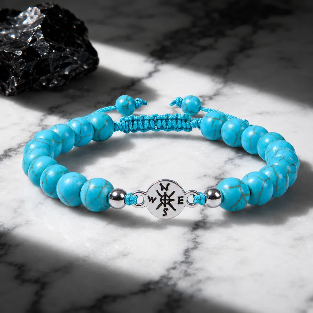 Turquoise bracelet with vibrant blue crystal beads on dramatic background for luxury jewelry appeal