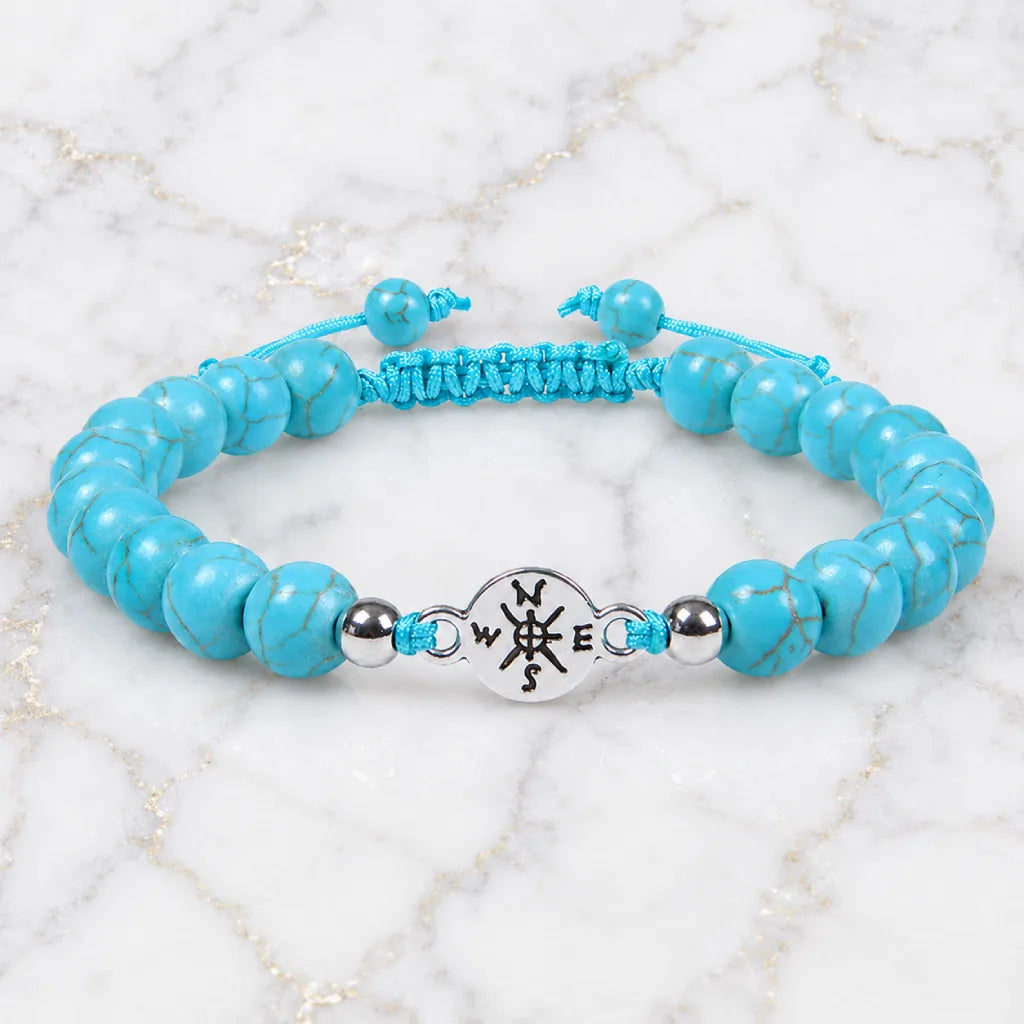 Turquoise bracelet with vibrant blue stone beads and adjustable cord design for stylish healing jewelry wear