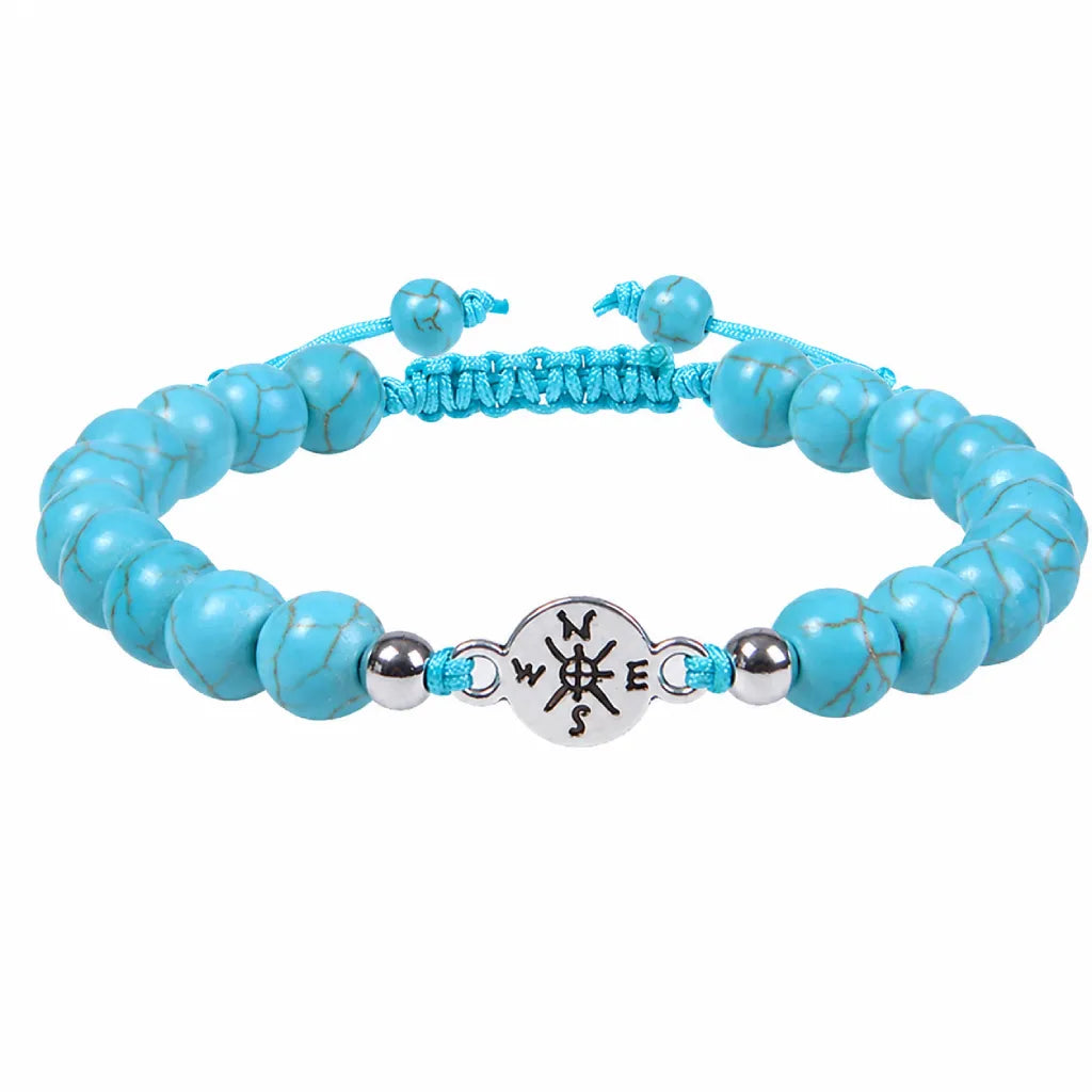 Turquoise bracelet featuring polished blue gemstone beads with silver accents for modern wellness fashion