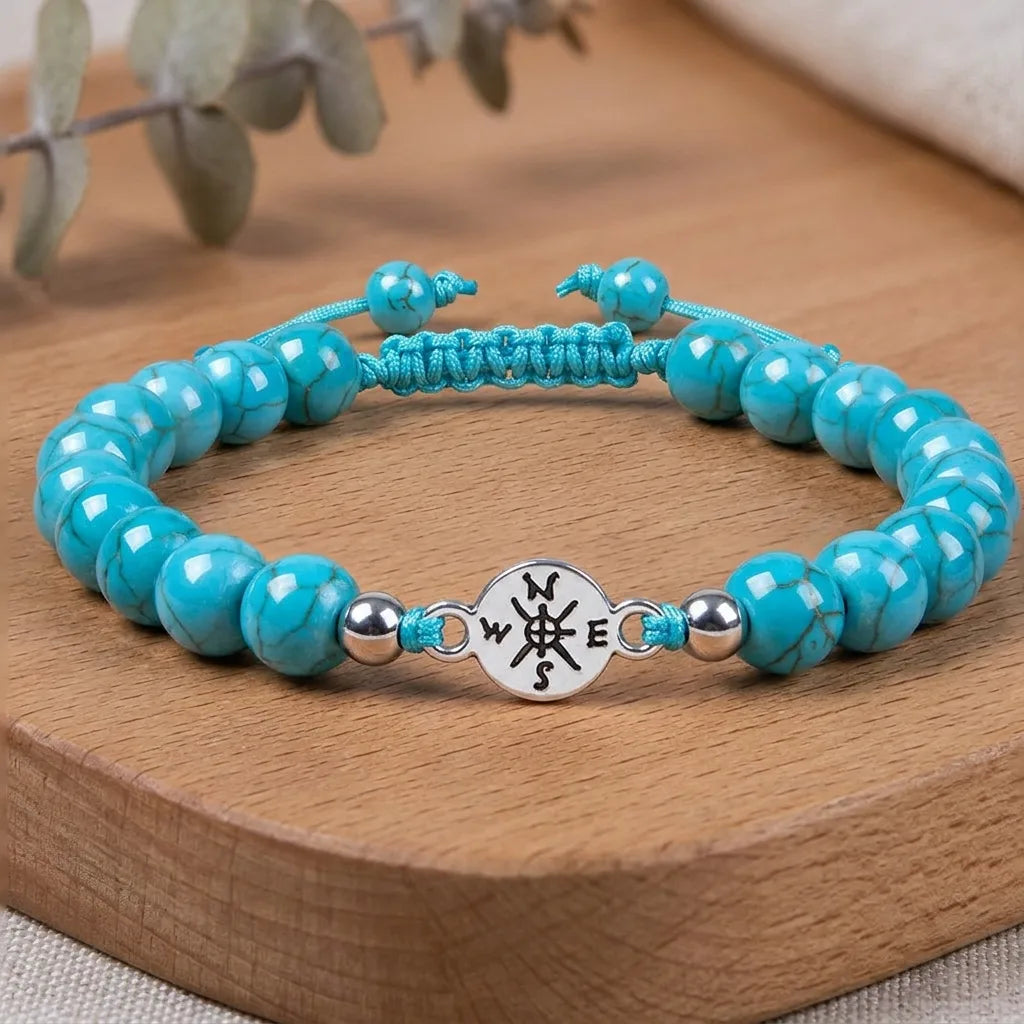 Turquoise bracelet displayed in premium showcase styling with bright gemstone beads for elegant gifting