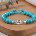 Turquoise bracelet displayed in premium showcase styling with bright gemstone beads for elegant gifting