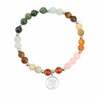 Virgo crystal bracelet isolated on neutral background, showcasing colorful gemstone beads and elegant zodiac pendant