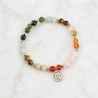 Virgo crystal bracelet product image with natural gemstone beads and Virgo charm, ideal astrology jewelry accessory