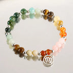 Virgo crystal bracelet with reflective styling, featuring healing crystals and Virgo charm for spiritual jewelry lovers