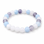 whitemoon stone-aquamarine bracelet on acrylic display with gemstone jewelry enhancing elegant fashion style