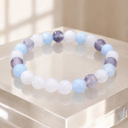 whitemoon stone-aquamarine bracelet with polished crystal beads and minimalist jewelry appeal for gifting